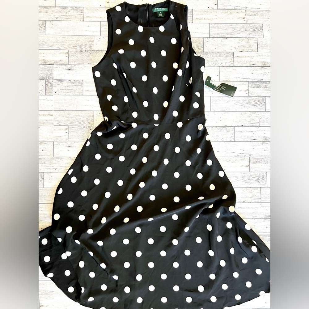 NWT Lauren by Ralph Lauren Polka Dot Dress🖤🤍